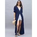 Snuggle Spot Women's Rayon Crepe Lace Inserts 3-4th Sleeve Shrug (Navy)