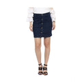 Snuggle Spot Women's Denim Front Button Buttoned Skirt (Blue)