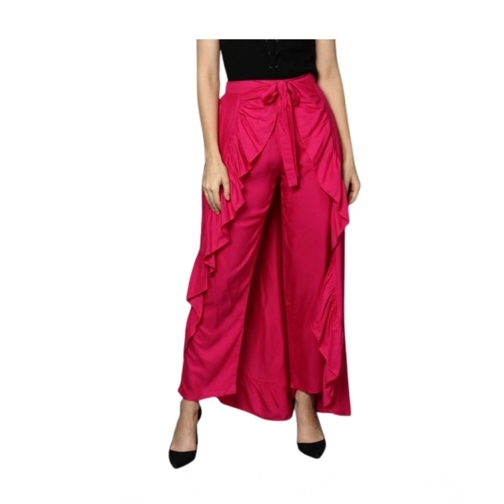 Snuggle Spot Women's Rayon Ruffled Elasticated Skirt (Pink)