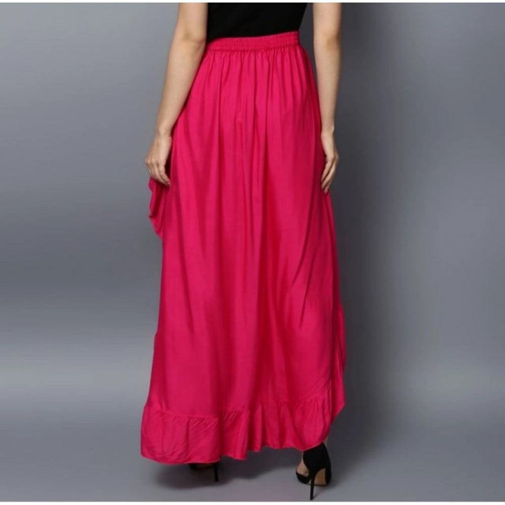 Snuggle Spot Women's Rayon Ruffled Elasticated Skirt (Pink)