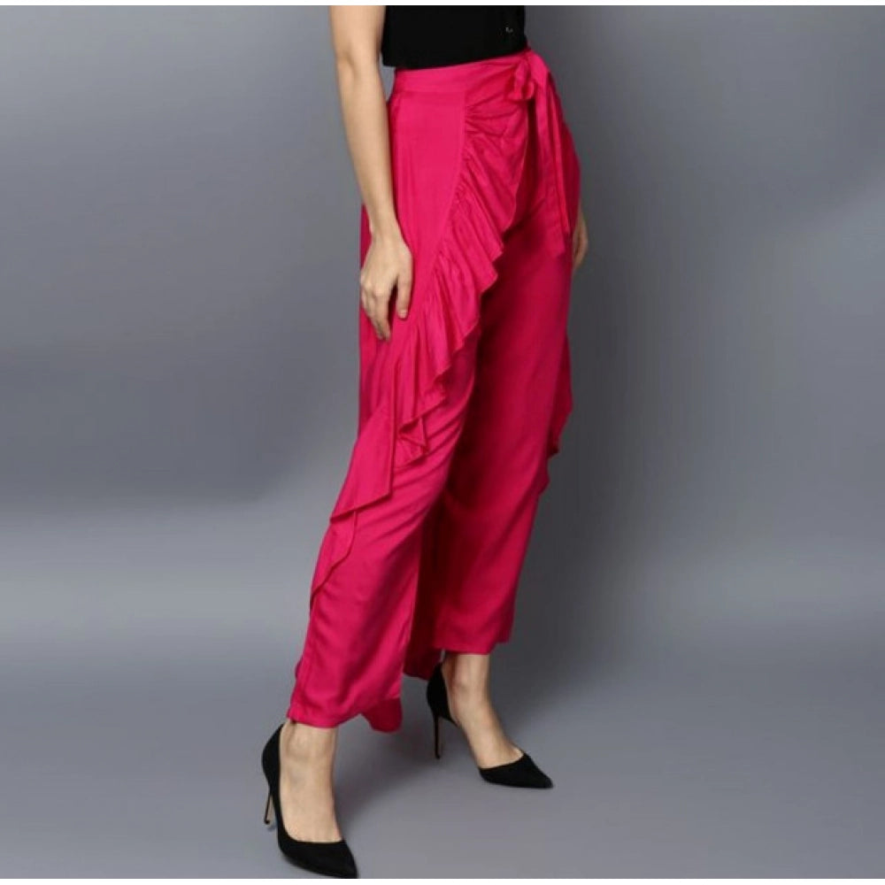 Snuggle Spot Women's Rayon Ruffled Elasticated Skirt (Pink)