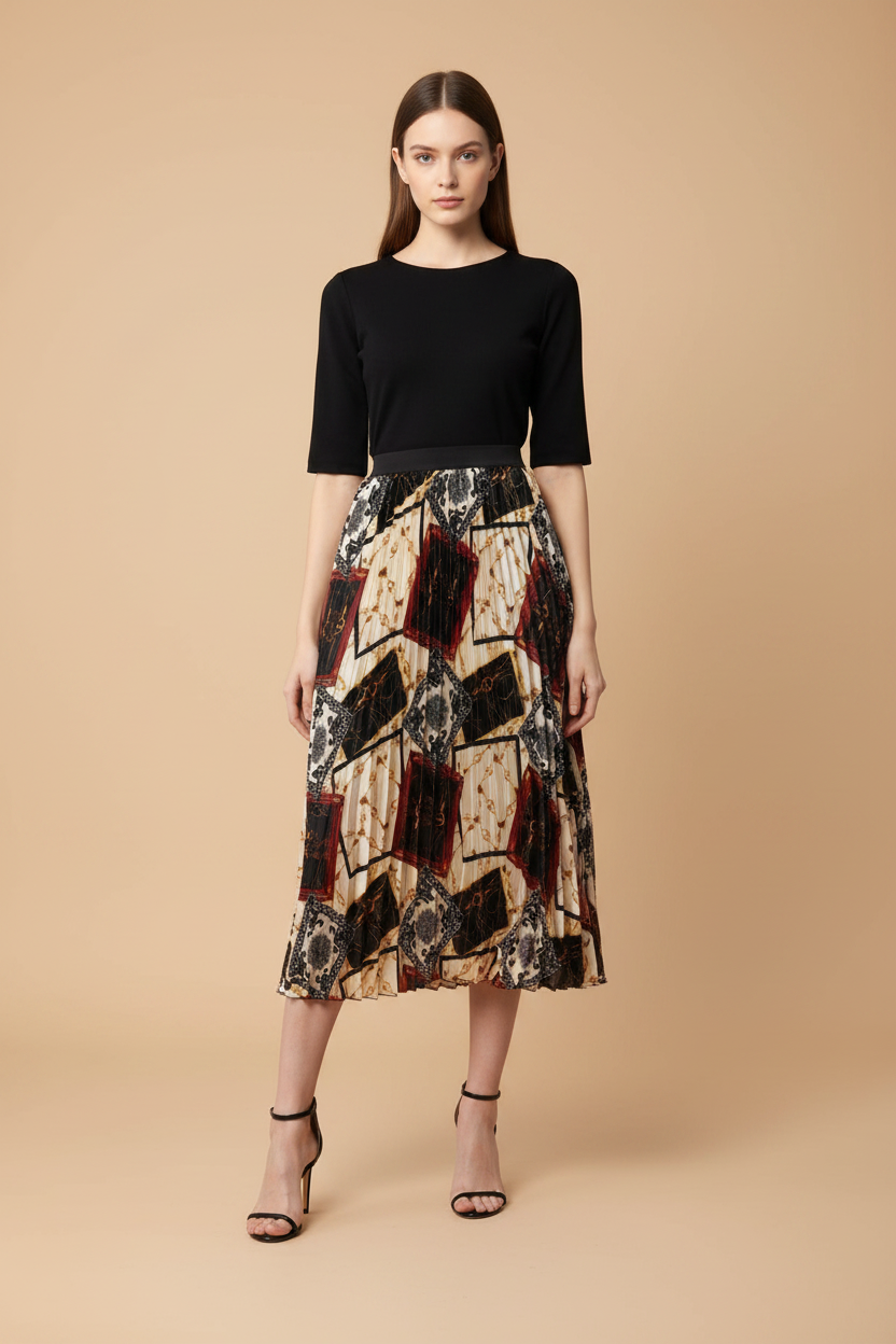 Snuggle Spot Women's Satin Pleated Elasticated Skirt (Multicolor)