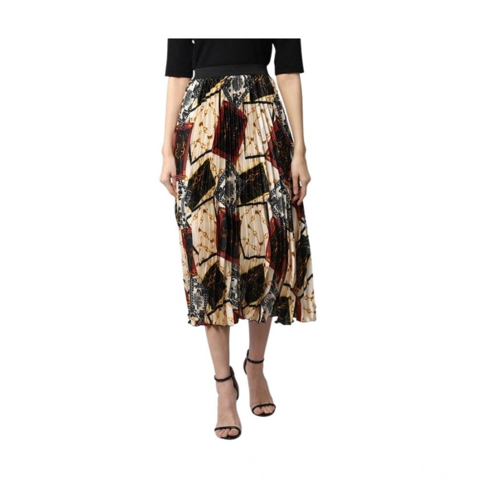 Snuggle Spot Women's Satin Pleated Elasticated Skirt (Multicolor)
