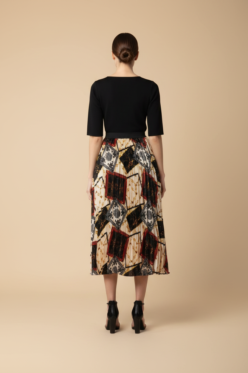 Snuggle Spot Women's Satin Pleated Elasticated Skirt (Multicolor)