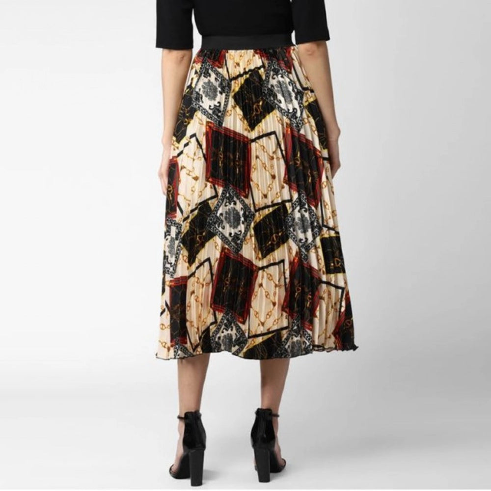 Snuggle Spot Women's Satin Pleated Elasticated Skirt (Multicolor)