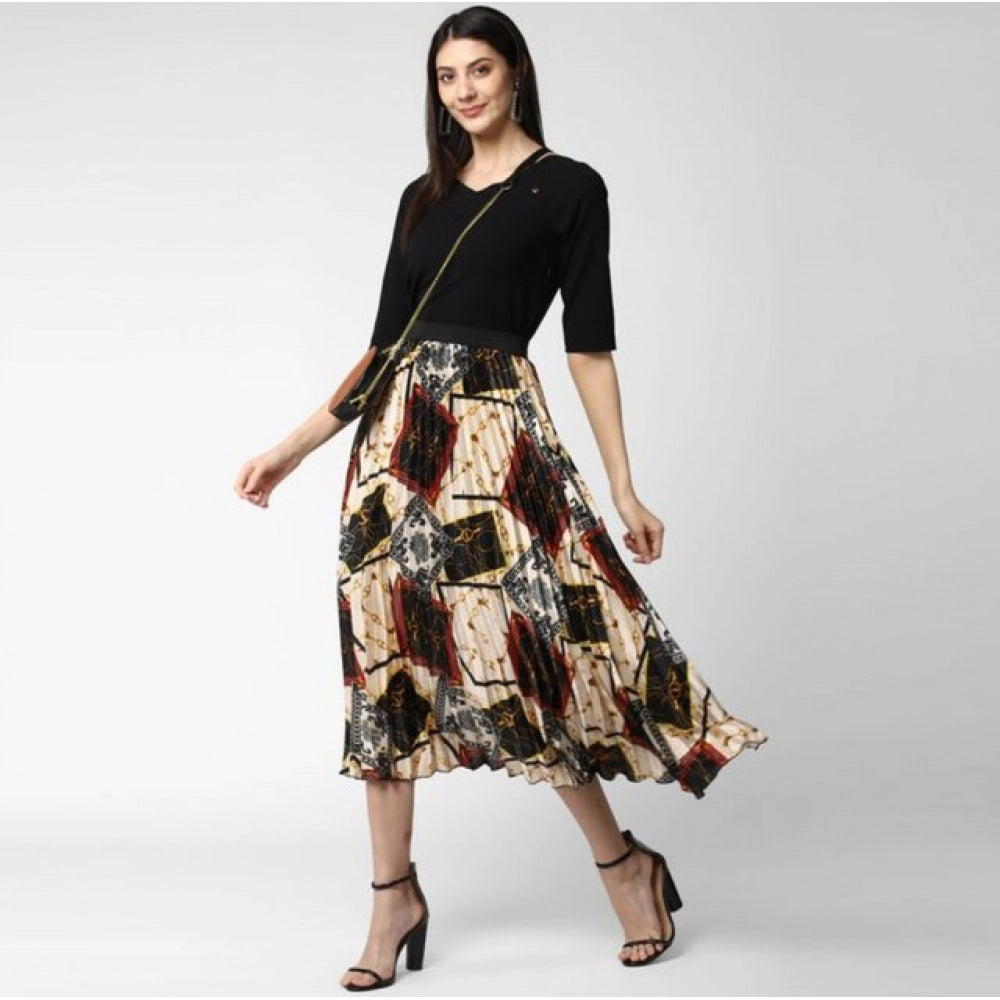 Snuggle Spot Women's Satin Pleated Elasticated Skirt (Multicolor)