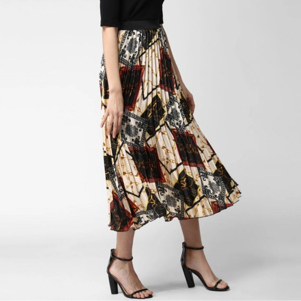 Snuggle Spot Women's Satin Pleated Elasticated Skirt (Multicolor)