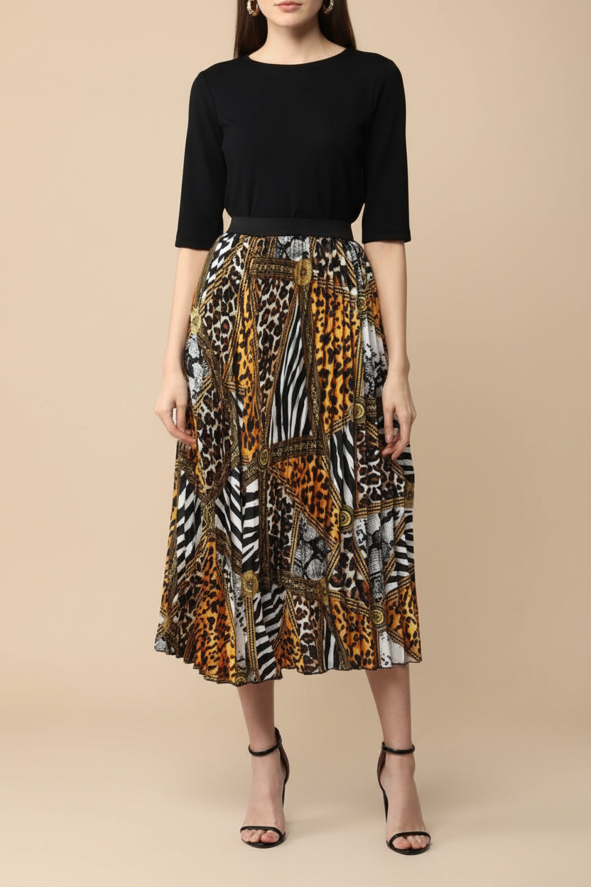 Snuggle Spot Women's Satin Pleated Elasticated Skirt (Multicolor)