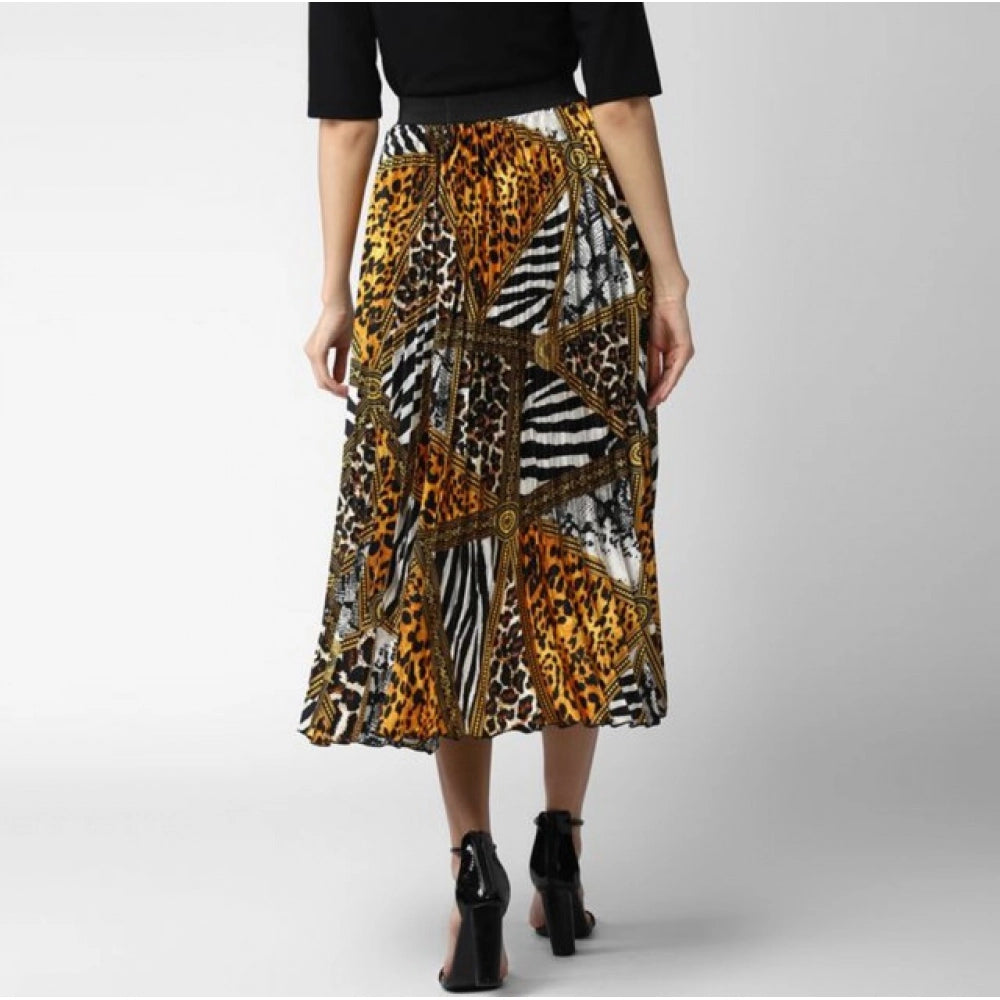 Snuggle Spot Women's Satin Pleated Elasticated Skirt (Multicolor)
