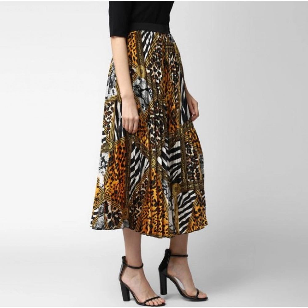 Snuggle Spot Women's Satin Pleated Elasticated Skirt (Multicolor)