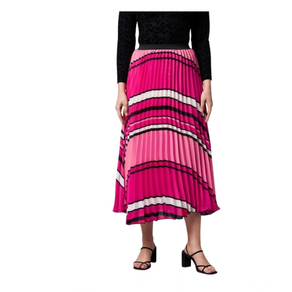 Snuggle Spot Women's Satin Pleated Elasticated Skirt (Pink)