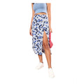 Snuggle Spot Women's Polyester Floral Side Zip Skirt (Blue - White)
