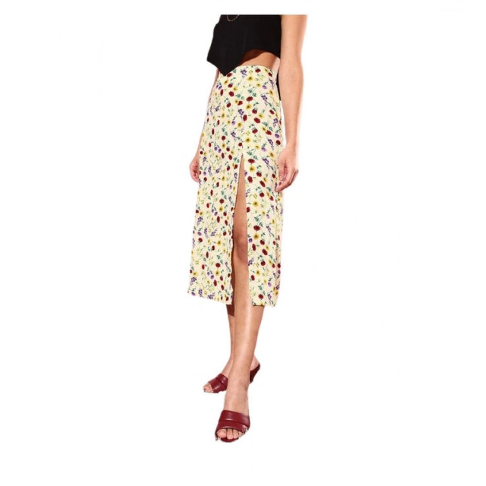 Snuggle Spot Women's Polyester Floral Side Zip Skirt (Multicolor)
