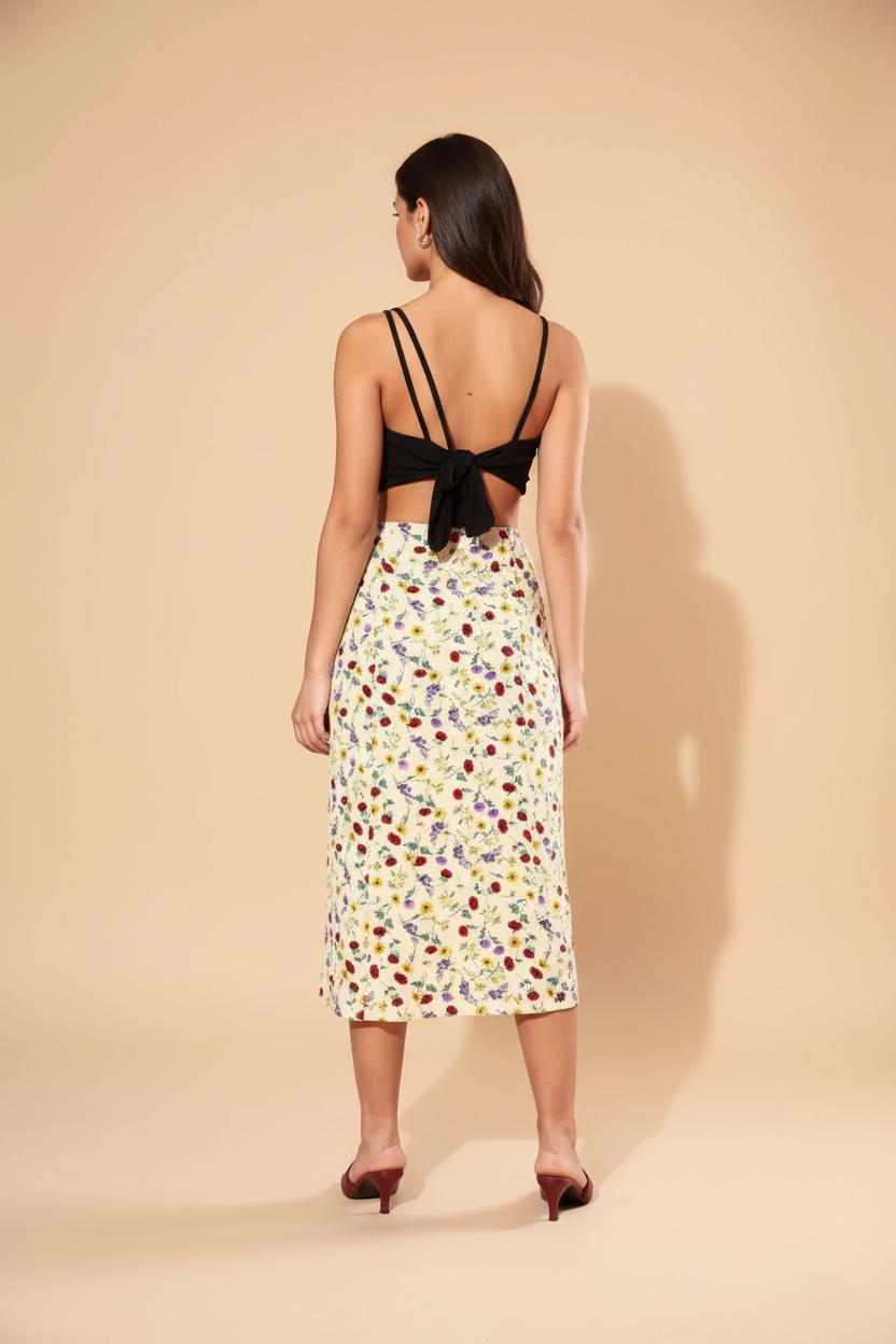 Snuggle Spot Women's Polyester Floral Side Zip Skirt (Multicolor)