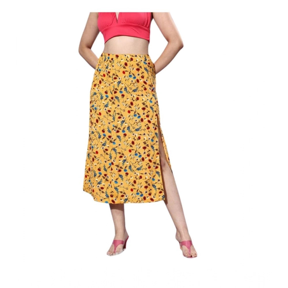 Snuggle Spot Women's Polyester Floral Side Zip Skirt (Multicolor)