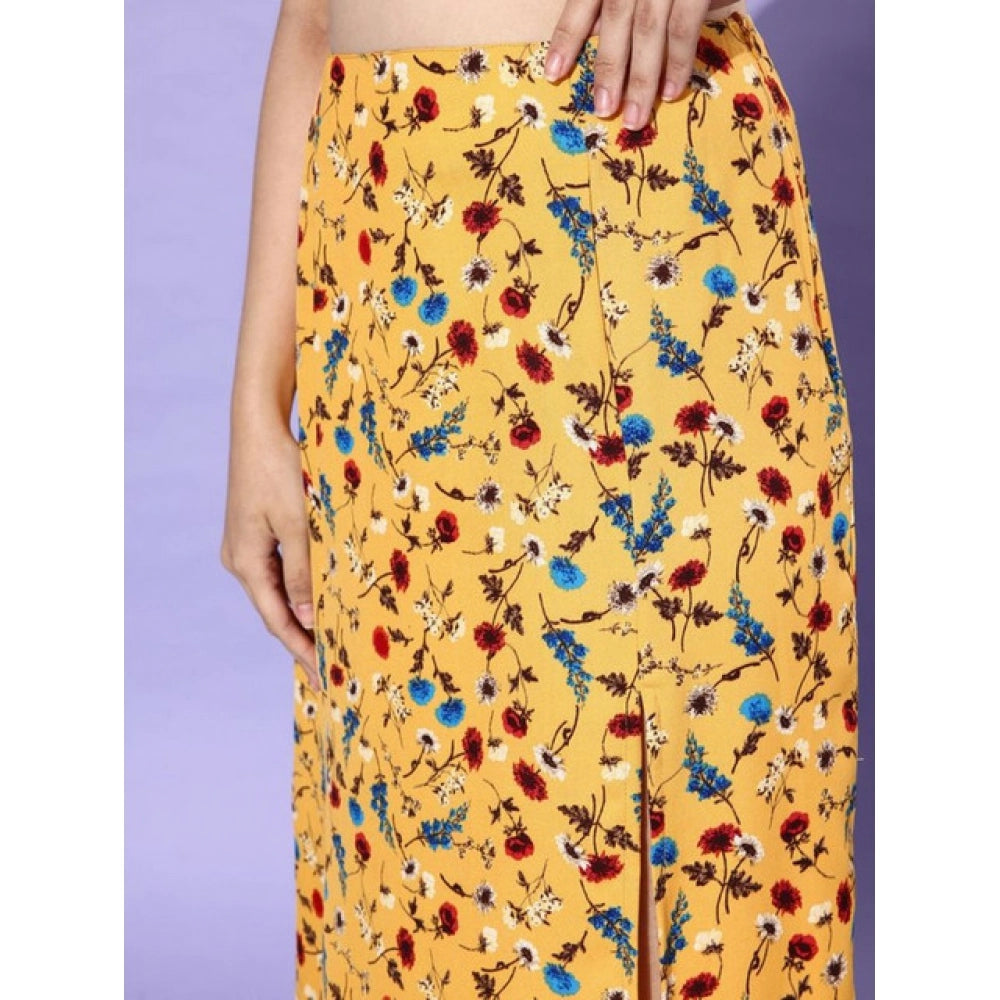 Snuggle Spot Women's Polyester Floral Side Zip Skirt (Multicolor)