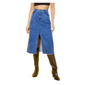 Snuggle Spot Women's Denim Solid Buttoned Skirt (Blue)