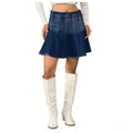 Snuggle Spot Women's Denim Washed Buttoned Skirt (Blue)