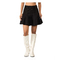 Snuggle Spot Women's Denim Washed Buttoned Skirt (Black)