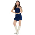 Snuggle Spot Women's Denim Lycra Solid Zip Closure Skorts (Navy)