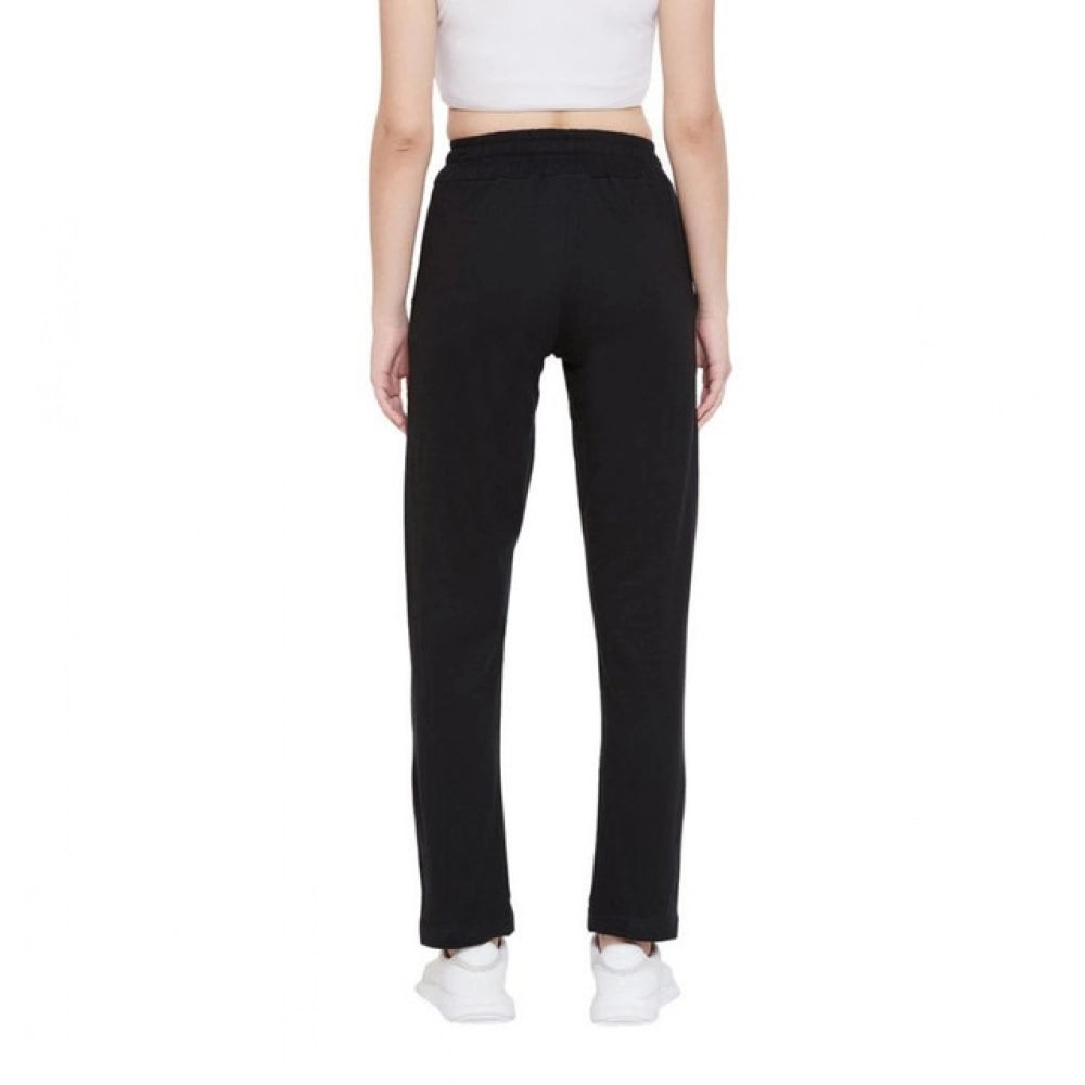 Snuggle Spot Women's Cotton Solid Elasticated Track Pants (Black)