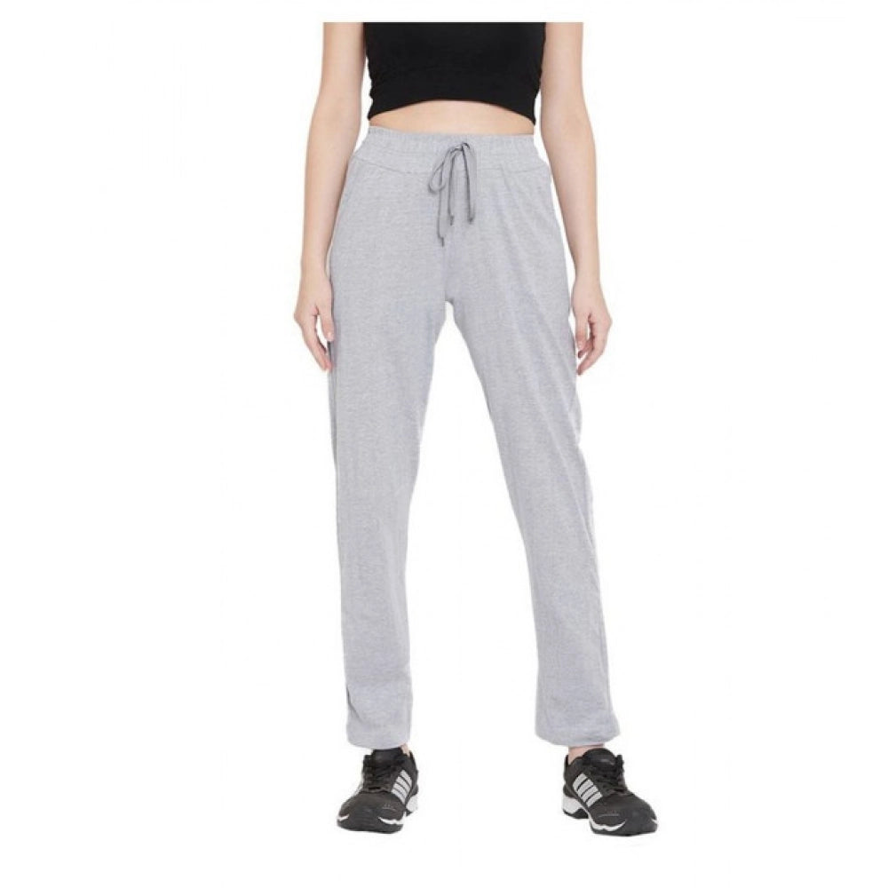 Snuggle Spot Women's Cotton Solid Elasticated Track Pants (Light Grey)