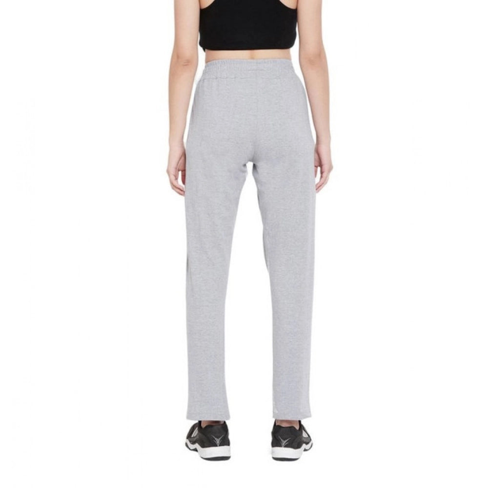 Snuggle Spot Women's Cotton Solid Elasticated Track Pants (Light Grey)