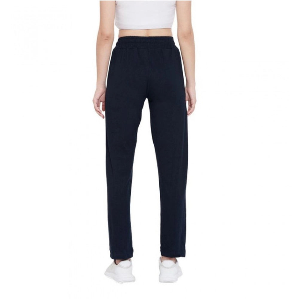 Snuggle Spot Women's Cotton Solid Elasticated Track Pants (Navy)