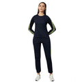 Snuggle Spot Women's Cotton Solid Long Sleeves Tracksuit (Navy - Green)