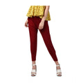 Snuggle Spot Women's Polyester Solid Elasticated Trousers (Maroon)