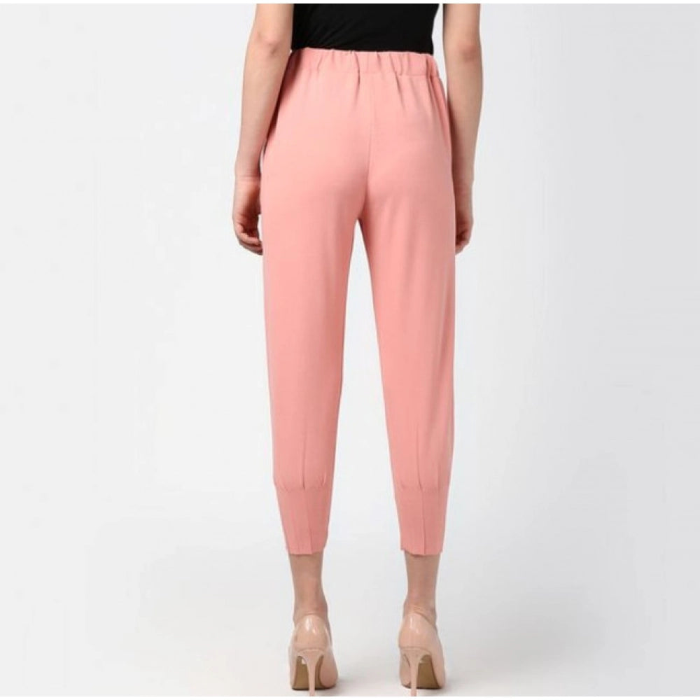Snuggle Spot Women's Polyester Solid Elasticated Trousers (Pink)