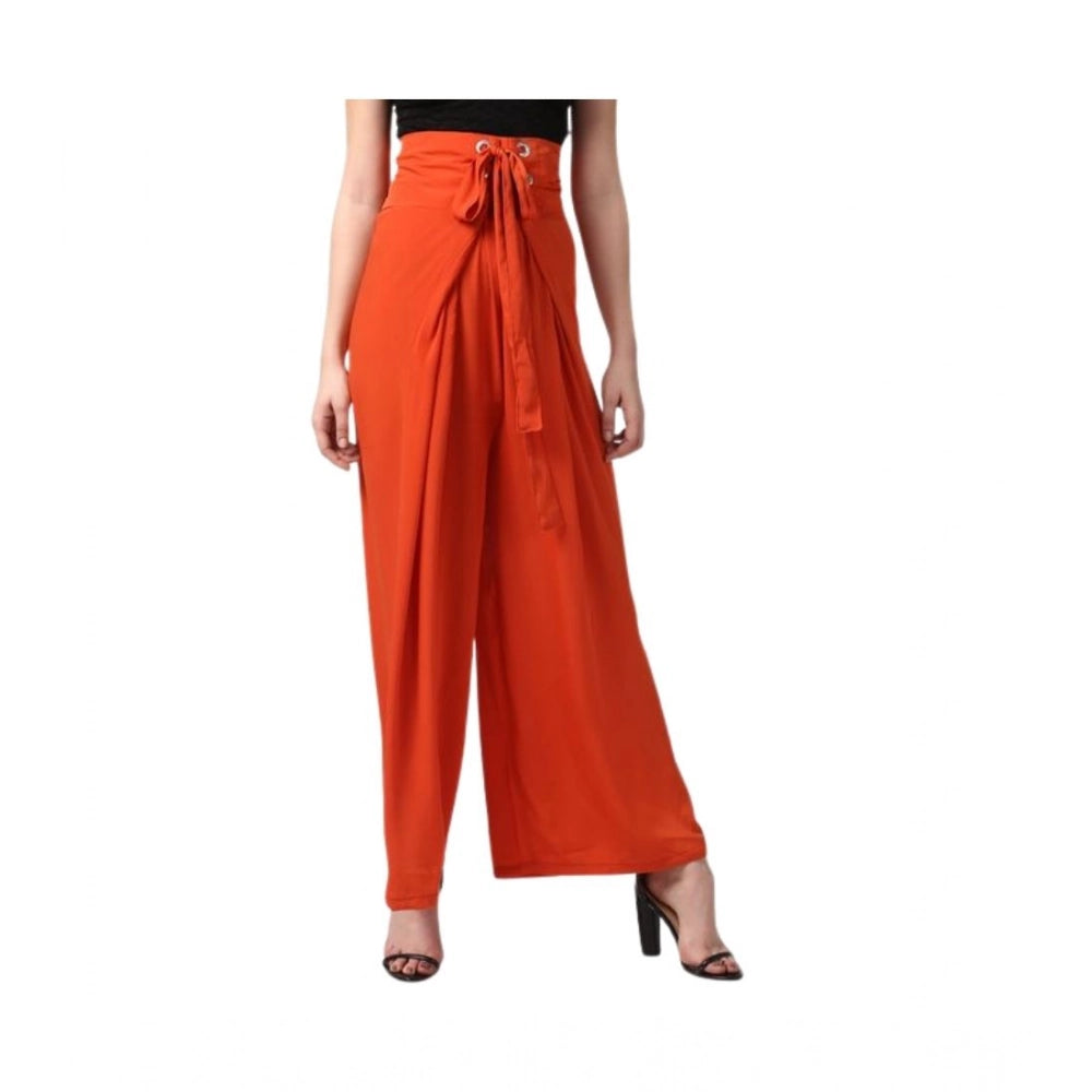 Snuggle Spot Women's Polyester Solid Smocked Trousers (Orange)