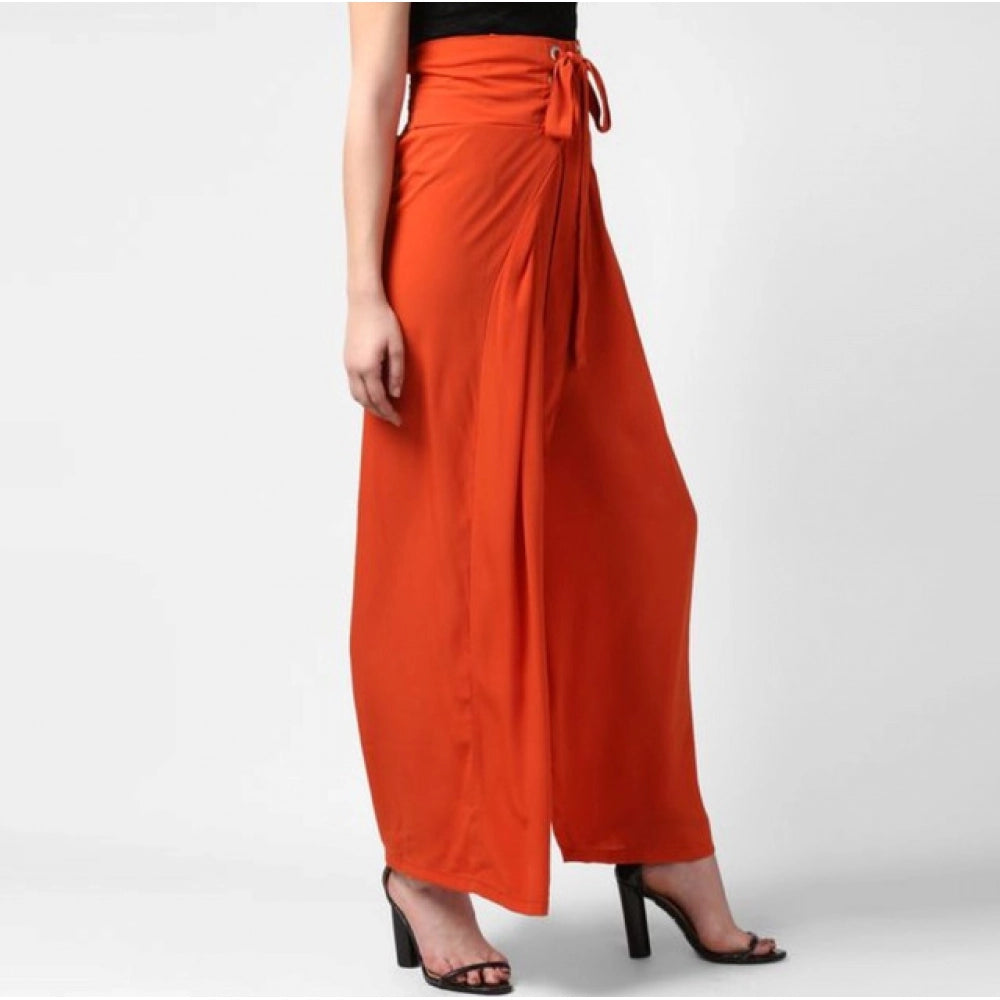 Snuggle Spot Women's Polyester Solid Smocked Trousers (Orange)