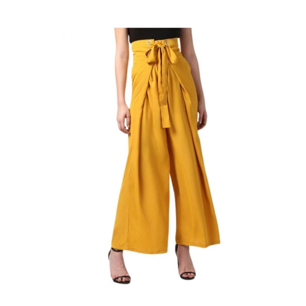 Snuggle Spot Women's Polyester Solid Smocked Trousers (Yellow)