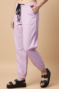 Snuggle Spot Women's Coton Twill Solid Elasticated Trousers (Lavender)