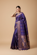 Snuggle Spot Women's Soft Silk Jacquard Saree With Unstitched Blouse 5.5Mtr (Blue)