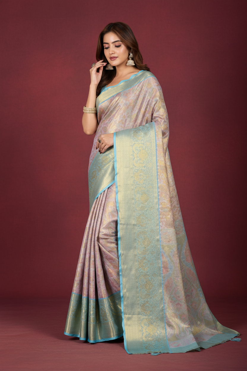 Snuggle Spot Women's Jacquard Saree With Unstitched Blouse 5.5Mtr (Multicolor)