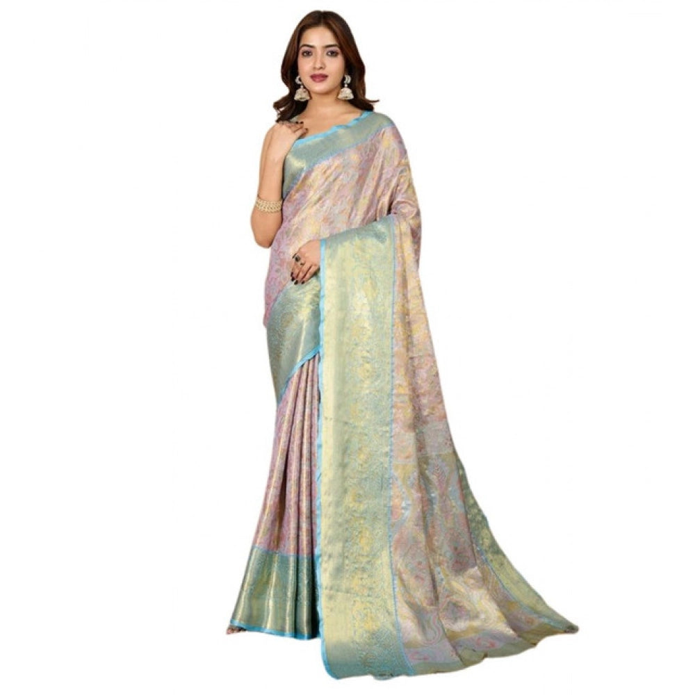 Snuggle Spot Women's Jacquard Saree With Unstitched Blouse 5.5Mtr (Multicolor)