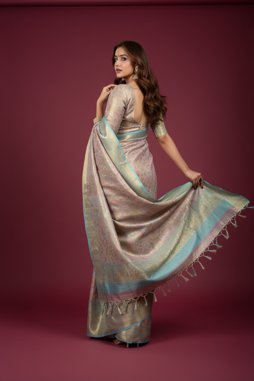 Snuggle Spot Women's Jacquard Saree With Unstitched Blouse 5.5Mtr (Multicolor)