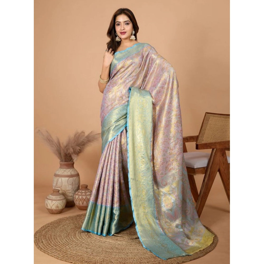 Snuggle Spot Women's Jacquard Saree With Unstitched Blouse 5.5Mtr (Multicolor)