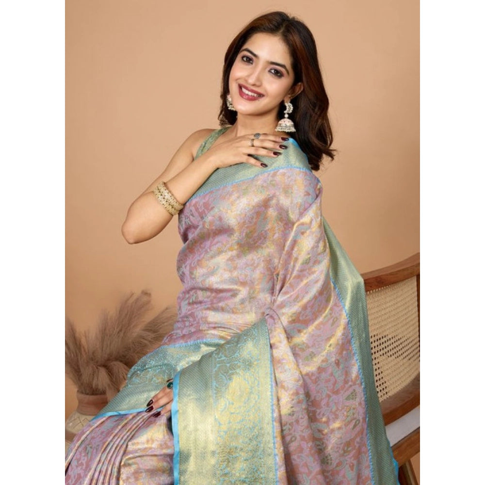 Snuggle Spot Women's Jacquard Saree With Unstitched Blouse 5.5Mtr (Multicolor)