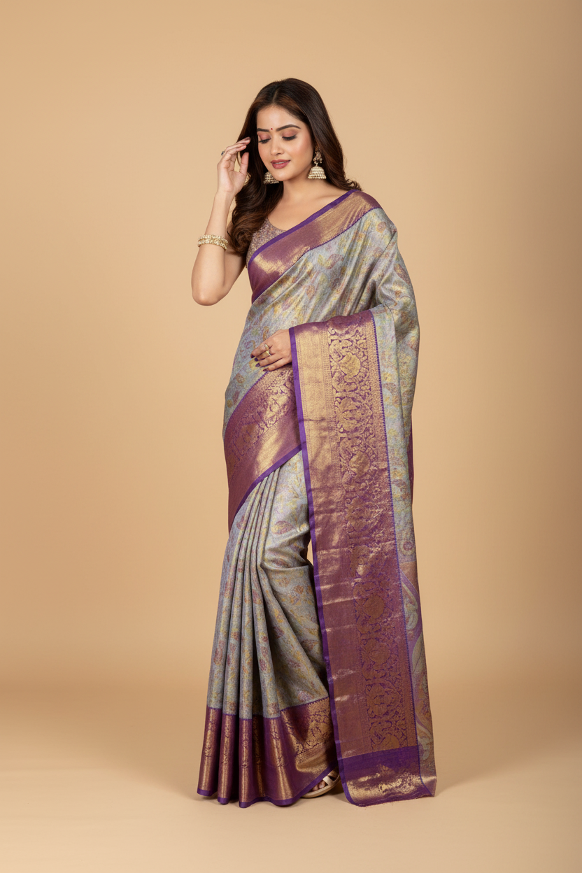 Snuggle Spot Women's Jacquard Saree With Unstitched Blouse 5.5Mtr (Multicolor)
