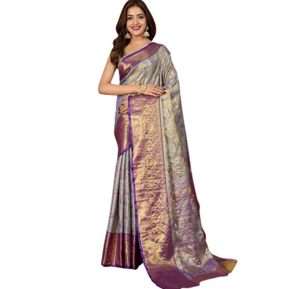 Snuggle Spot Women's Jacquard Saree With Unstitched Blouse 5.5Mtr (Multicolor)