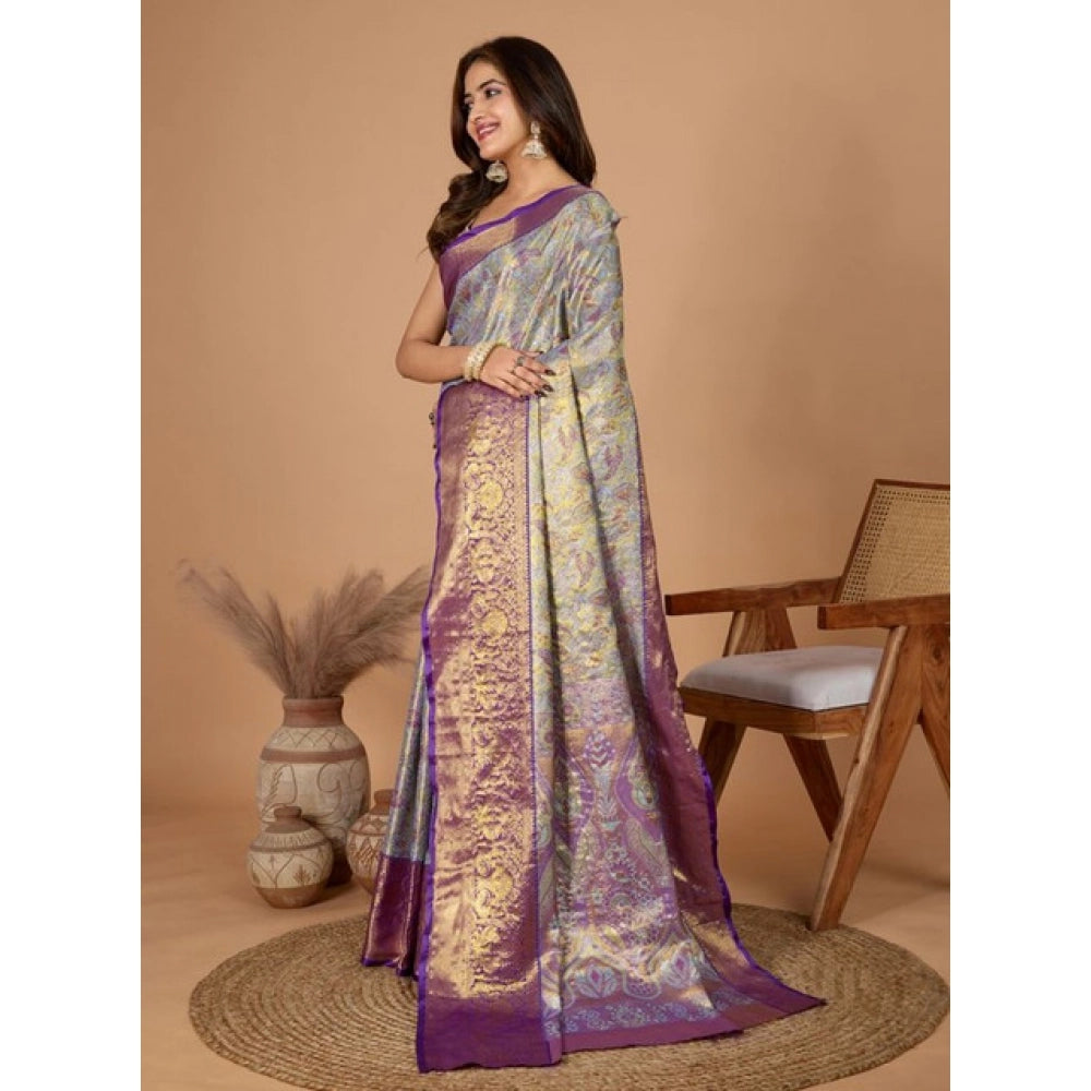Snuggle Spot Women's Jacquard Saree With Unstitched Blouse 5.5Mtr (Multicolor)