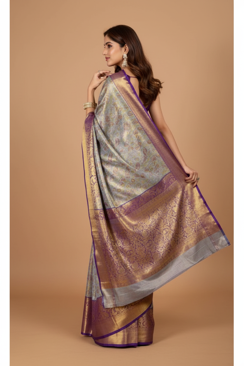Snuggle Spot Women's Jacquard Saree With Unstitched Blouse 5.5Mtr (Multicolor)
