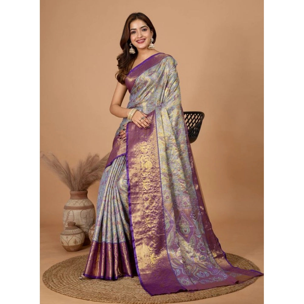 Snuggle Spot Women's Jacquard Saree With Unstitched Blouse 5.5Mtr (Multicolor)