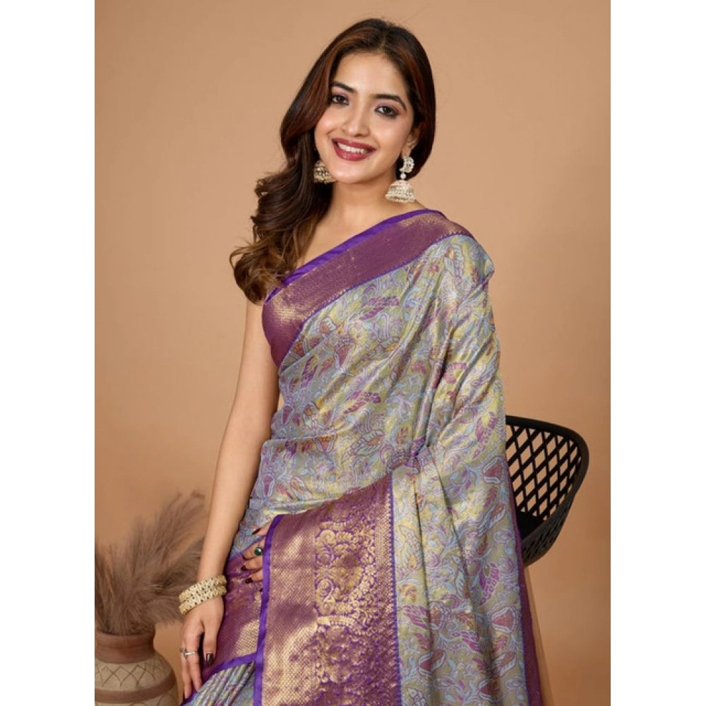 Snuggle Spot Women's Jacquard Saree With Unstitched Blouse 5.5Mtr (Multicolor)