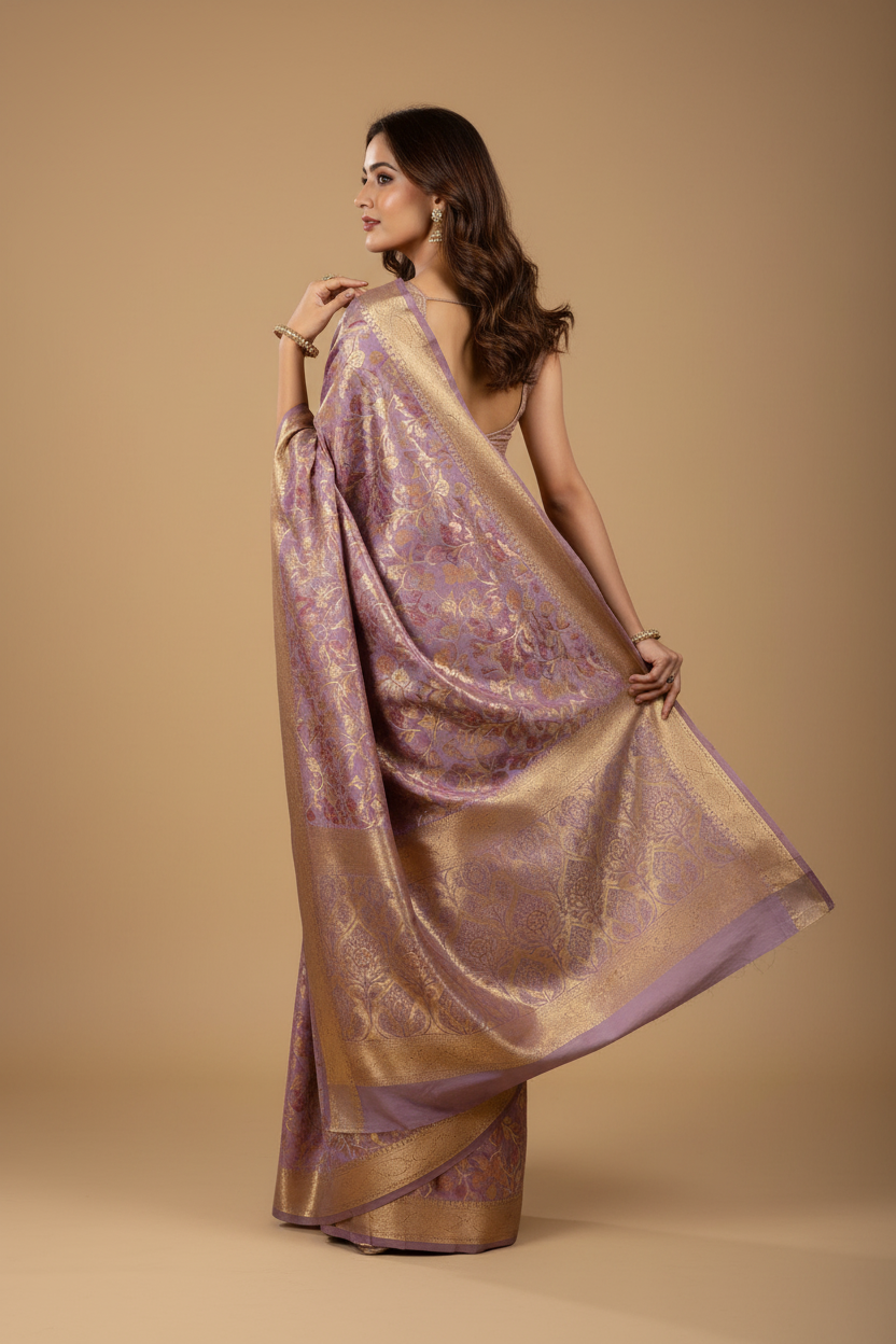 Snuggle Spot Women's Jacquard Saree With Unstitched Blouse 5.5Mtr (Multicolor)