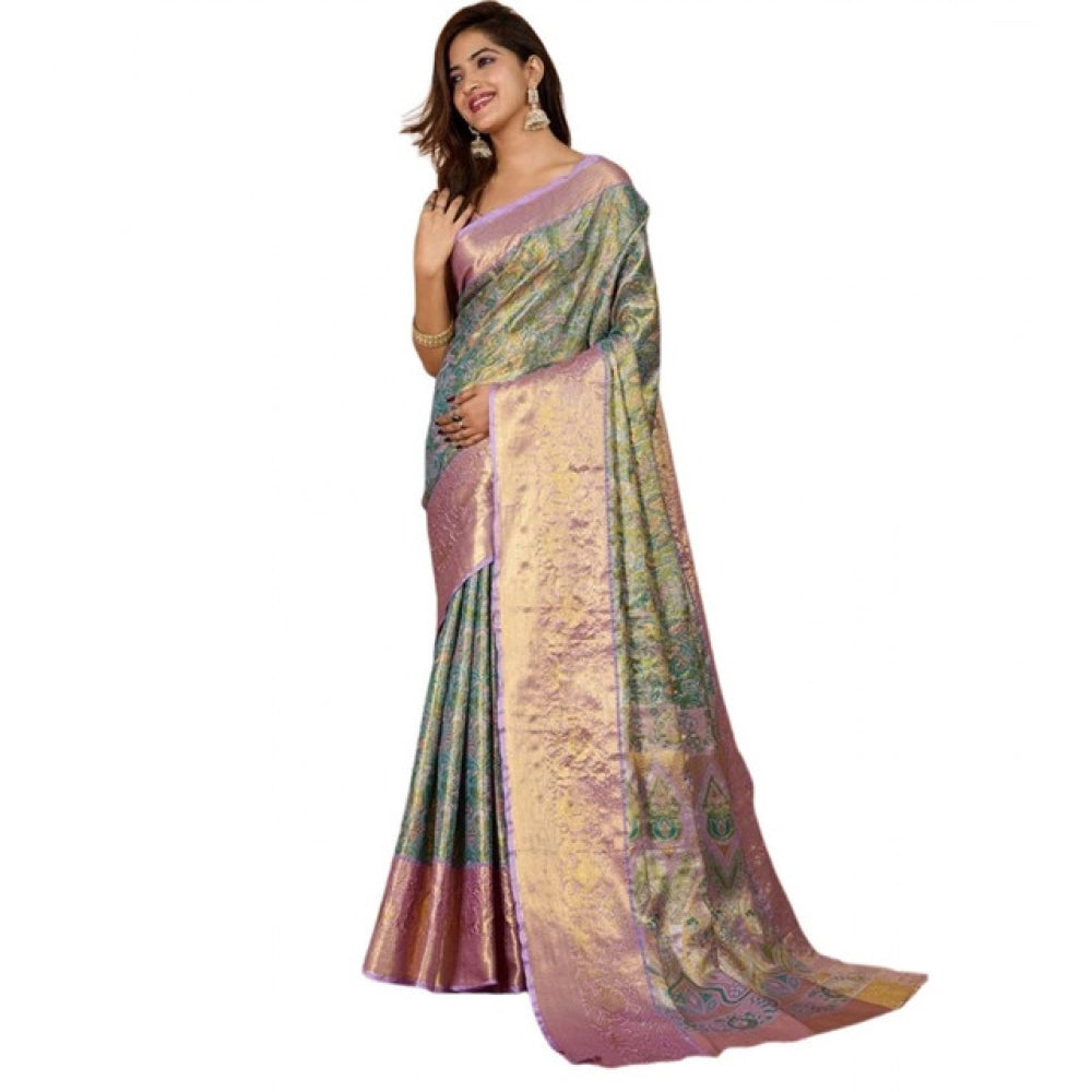 Snuggle Spot Women's Jacquard Saree With Unstitched Blouse 5.5Mtr (Multicolor)