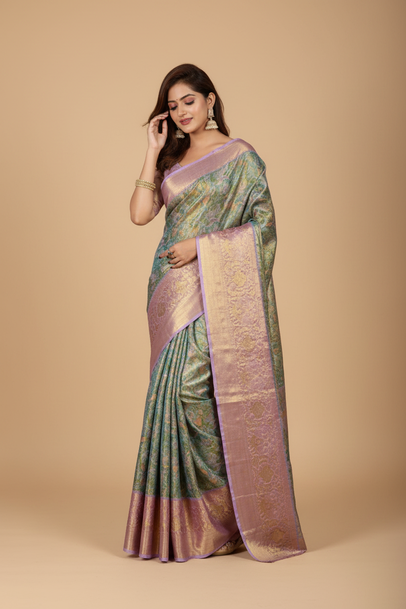 Snuggle Spot Women's Jacquard Saree With Unstitched Blouse 5.5Mtr (Multicolor)